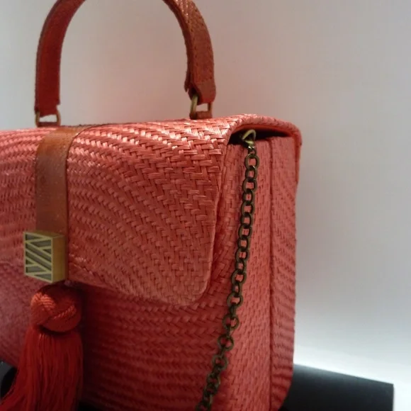 Serpui MarieWicker RATTAN Bag TOP HANDLE Collectible CROSSBODY CHAINTASSEL
